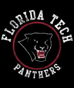 Florida Tech Panthers Distressed Circle Logo Shirt - Black Shirt Sweatshirt Pullover Hoodie Reprinted Full Color Full Size