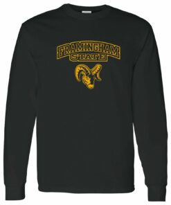 Framingham Rams Arch Logo Shirt Sweatshirt Pullover Hoodie Reprinted Full Color Full Size