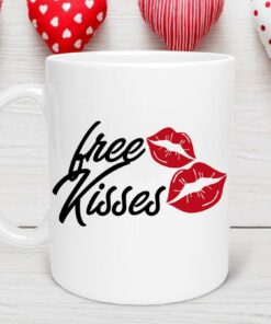 Free Kisses Valentine Mug, Valentine Heart Mug, Love Mug, Valentines for Her, Valentine Gift, I'm Yours Valentines Day Mug
