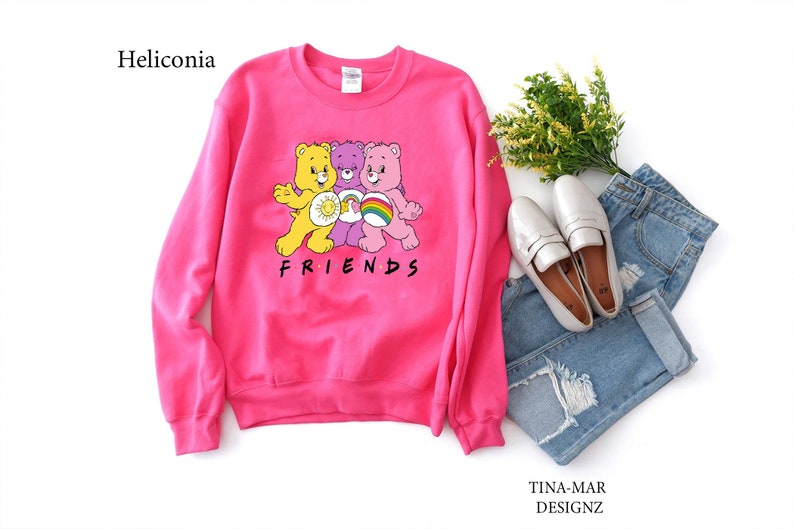 Friends Care Bear Sweatshirt, Care Bear Sweatshirt, Teddy Bear Gift Sweatshirt, Pretty Women Sweatshirt, Unisex Sweatshirt - Image 4