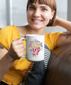 Fries Before Guys White Glossy Mug Valentines Day Gift For Be Mine I Love You Funny Punny Cute Retro Candy Hearts