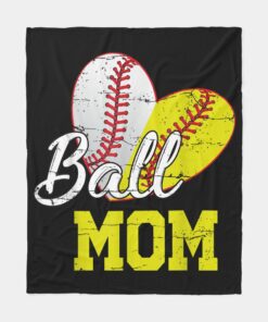Funny Ball Mom Softball Baseball Sherpa Fleece Blanket