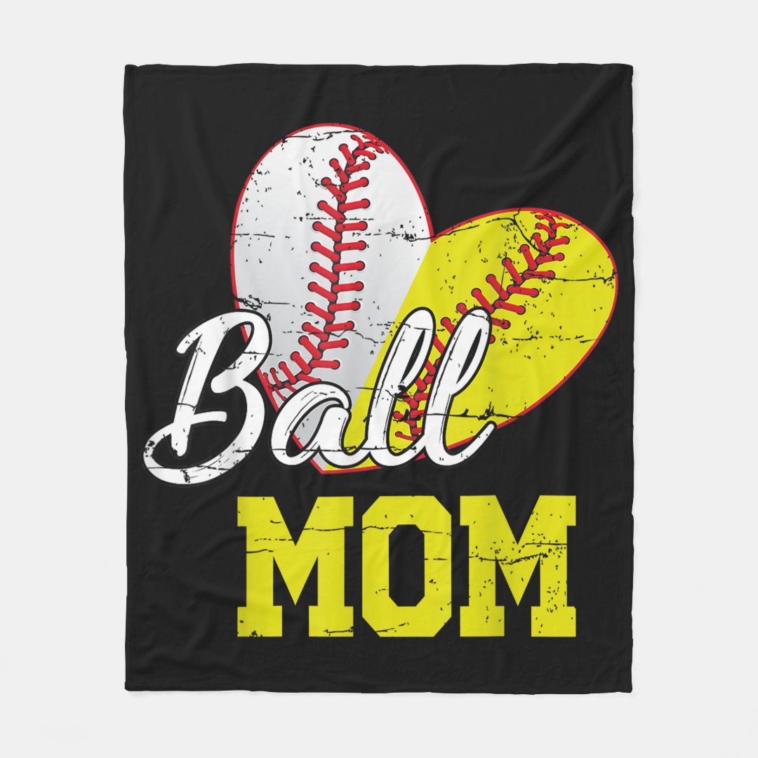 Funny Ball Mom Softball Baseball Sherpa Fleece Blanket