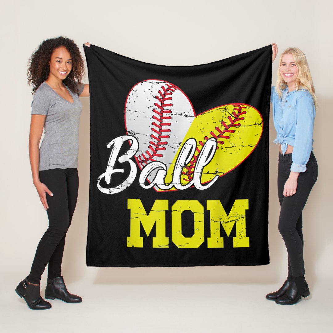 Funny Ball Mom Softball Baseball Sherpa Fleece Blanket