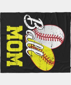Funny Ball Mom Softball Baseball Sherpa Fleece Blanket