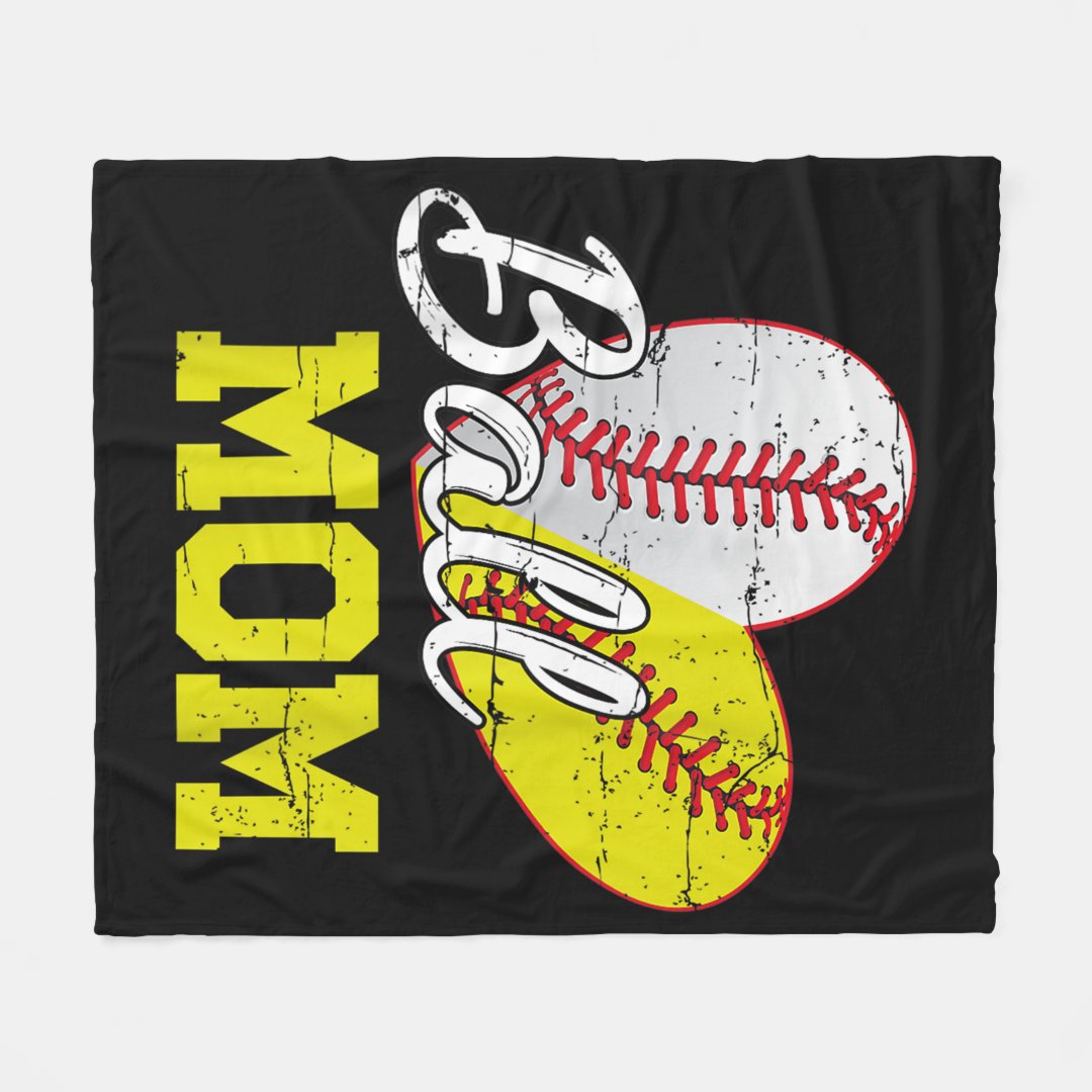 Funny Ball Mom Softball Baseball Sherpa Fleece Blanket