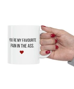 Funny Valentine Mug, Valentines Day Boyfriend Girlfriend Gift, Gift For Him And Her, Youre My Favourite Pain In The Ass
