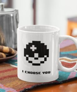 Gamer Geek Funny Valentine Coffee Mug, I Choose You, 8 Bit Mug, Christmas Day Romantic Mug, Holiday Gift Idea