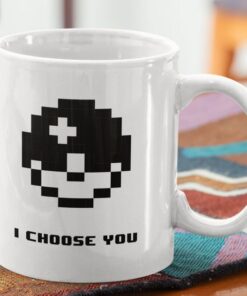 Gamer Geek Funny Valentine Coffee Mug, I Choose You, 8 Bit Mug, Christmas Day Romantic Mug, Holiday Gift Idea