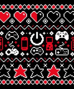 Gamer Ugly Holiday Sweater - Fake Knit Print Christmas Shirt Sweatshirt Pullover Hoodie Reprinted Full Color Full Size