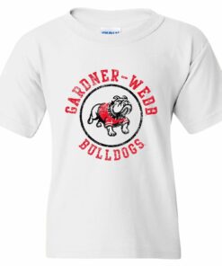 Gardner-Webb Bulldogs Distressed Circle Logo Youth Shirt Sweatshirt Pullover Hoodie Reprinted Full Color Full Size