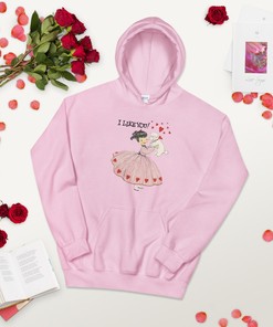 Girl w, Poodle Dog and Hearts - Unisex Hoodie Sweatshirt - Inspired by Vintage Retro Valentine Day Card Art - Mid Century MCM - Sizes up to 5X