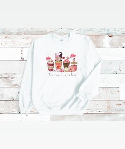 Gnome Valentines Day Sweatshirt, Women's Valentines Sweatshirt, Coffee Lover Sweatshirt, Valentines Crewneck