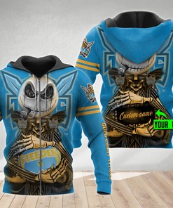 Gold Coast Titans 3D Hoodie Nrl 3D Hoodie Jack Skellington Custom Name 3D All Over Printed Hoodie
