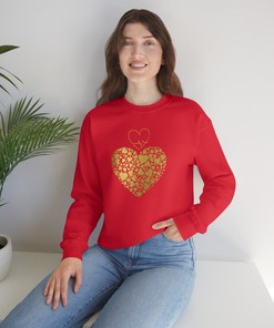 Golden Hearts Valentine Sweatshirt, Valentine sweater, Valentine Pullover Gift, Unisex Crewneck Sweatshirt