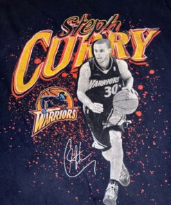 Golden State Warriors Steph Curry Mitchell and Ness Tshirt Hoodie Crewneck Sweatshirt Reprinted Full Color Full Size Gifts for NBA Fans
