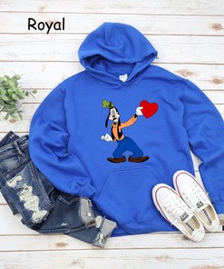 Goofy Disney Holding Heart Sweatshirt, , Dog Lovers Gift, , Disney Valentine's Day Gift Hooded, , Unisex Sweatshirt
