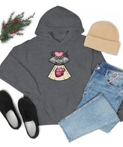 Goth Alien Heart Sweatshirt: Funny Valentine's Day Hoodie