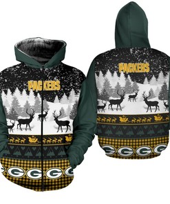Green Bay Packers 3D Hoodie Zip Hoodie, Nfl 3D All Over Print Hoodie Zip Hoodie Gift For Xmas