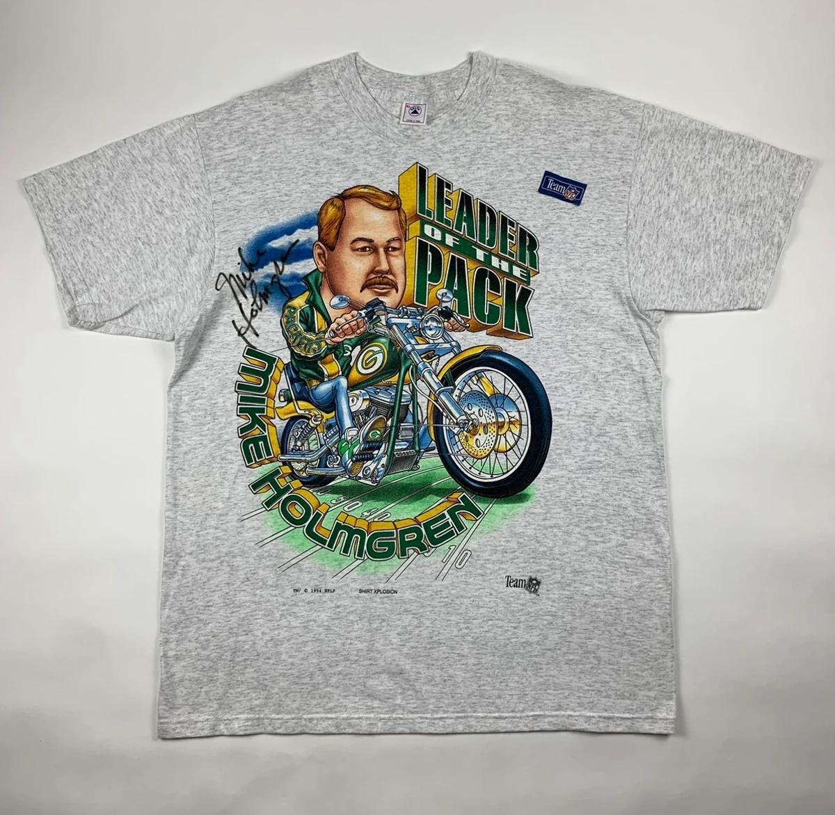 Green Bay Packers Mike Holmgren Caricature Tshirt Pullover Hoodie Crewneck Sweatshirt Reprinted Full Color Full Size Gifts For NFL Fans