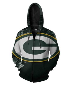 Green Bay Packers Nfl Football Big Logo 3D All Over Print Hoodie With Zipper