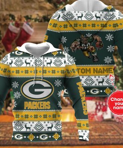 Green Bay Packers Nfl Personalized Christmas Unisex 3D All Over Print Hoodie With Zipper