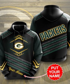 Green Bay Packers Nfl Personalized Logo 3D Hoodie With Custom Name And 3D Printed Pull Over Hoodie With Zipper