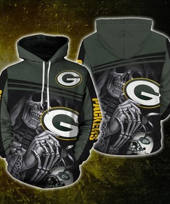 Green Bay Packers Nfl Skull For Fans 3D All Over Print Hoodie With Zipper
