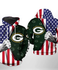 Green Bay Packers Nfl Us Flag Team 3D All Over Print Zip Up Hoodie Option