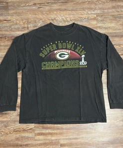 Green Bay Packers Super Bowl Xlv Champion Tshirt Pullover Hoodie Crewneck Sweatshirt Reprinted Full Color Full Size Gifts For NFL Fans