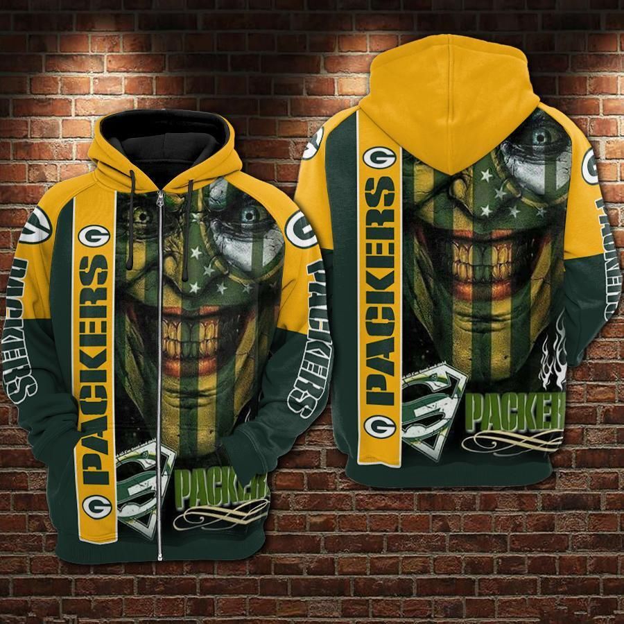 Green Bay Packers Unisex 3D All Over Print Zip Up Hoodienfl Zip Up Hoodie