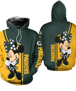 Green Bay Packers With Minnie Unisex 3D All Over Print Zip Up Hoodienfl Zip Up Hoodie