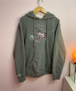 Grey And Pink Raptors Tshirt Hoodie Crewneck Sweatshirt Reprinted Full Color Full Size Gifts for NBA Fans