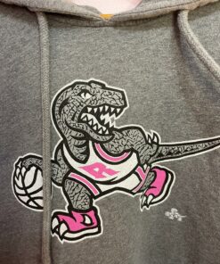 Grey And Pink Raptors Tshirt Hoodie Crewneck Sweatshirt Reprinted Full Color Full Size Gifts for NBA Fans