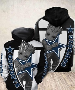 Groot Hug Dallas Cowboys Nfl 3D All Over Print Zip Up Hoodie Option