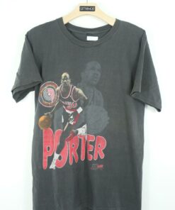 Gtmc533 Vintage Style 90s NBA Portland Trail Blazers Terry Porter Tshirt Sweatshirt Hoodie Crewneck Sweatshirt Pullover Reprinted Full Color Full Size Gifts for NBA Fans