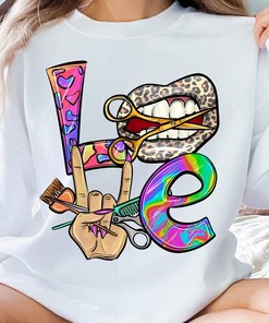 Hair Stylist Valentine Sweatshirt, Valentine Hairstylist Gift, Beauty Salon Staff Matching Shirt, Hair Stylist Scissors Valentine's Day Gift