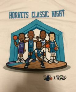 Hanes X NBA Charlotte Hornets Tshirt Sweatshirt Hoodie Crewneck Sweatshirt Pullover Reprinted Full Color Full Size Gifts for NBA Fans