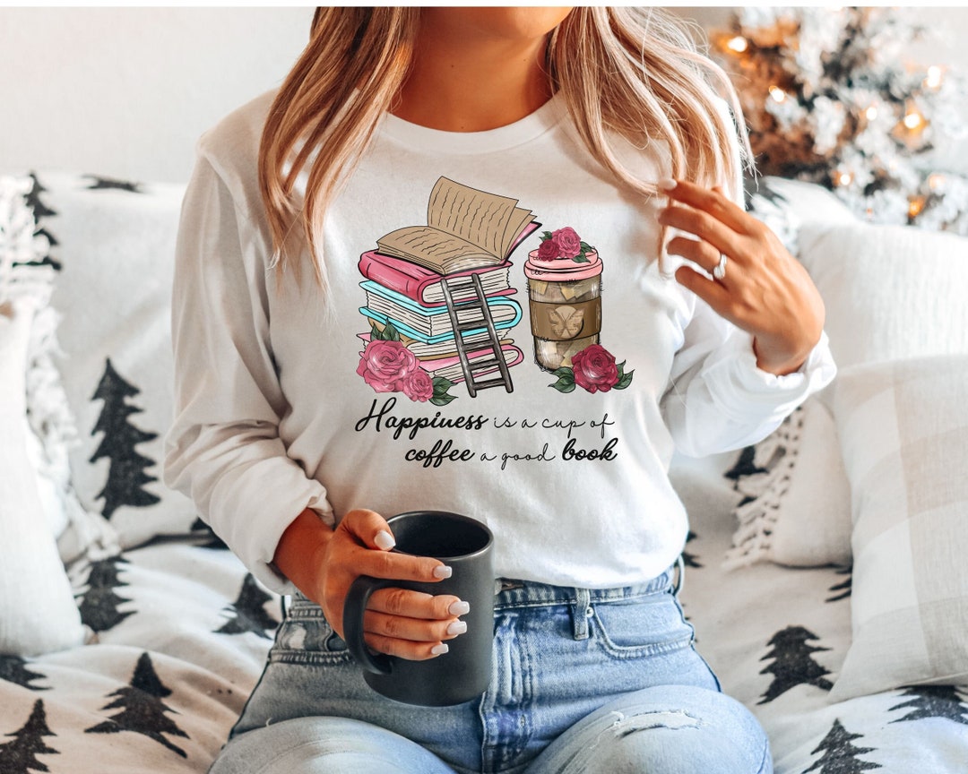 Happiness Is Coffee Valentine Sweatshirt, Book Lover Sweatshirt, Women's, Men's Valentines Day Sweatshirt, Unisex Valentine's Shirt