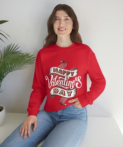 Happy Saint Valentines Day Love Boyfriend Girlfriend Lover Sweetheart Unisex Men's Woman's Crewneck Sweatshirt Minimalist