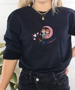 Happy Valentine Sweatshirt T-Shirt, Unisex Couple Tee Shirt Anniversary Gift for Boyfriend Girlfriend