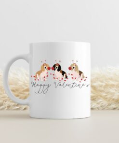 Happy Valentines Basset Hound Mug, Basset Hound, Basset Hound Mom Gift, Dogs, Gift For Her, Valentines Mug, Gift For Him
