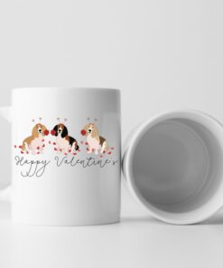 Happy Valentines Basset Hound Mug, Basset Hound, Basset Hound Mom Gift, Dogs, Gift For Her, Valentines Mug, Gift For Him