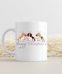 Happy Valentines Basset Hound Mug, Basset Hound Mom Gift, Dogs, Gift For Her, Valentines Mug