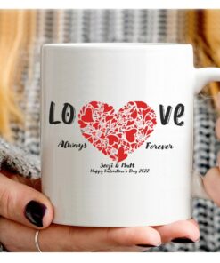 Happy Valentine’s Day Mug, Couple Matching Coffee Cup, Romantic Gifts For Him Her, Love Always Forever Mug
