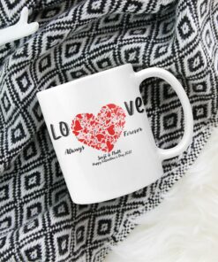 Happy Valentine’s Day Mug, Couple Matching Coffee Cup, Romantic Gifts For Him Her, Love Always Forever Mug
