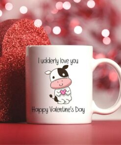 Happy Valentine's Day Mug Gift, Cow Mug, Valentine Gift For Wife, Cute Valentine Mug For Girlfriend, Coffee Lover Gift