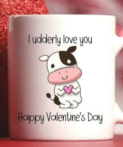 Happy Valentine's Day Mug Gift, Cow Mug, Valentine Gift For Wife, Cute Valentine Mug For Girlfriend, Coffee Lover Gift
