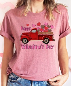 Happy Valentine's Day Truck Hearts Shirt: Love Truck Theme