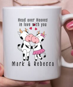 Head Over Hooves In Love With You Custom Couples Name Mug, Personalized Valentine Name Mug, Custom Couple Gift